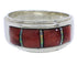Red Oyster Shell And Opal Inlay Ring Size 6-3/4 EX43742
